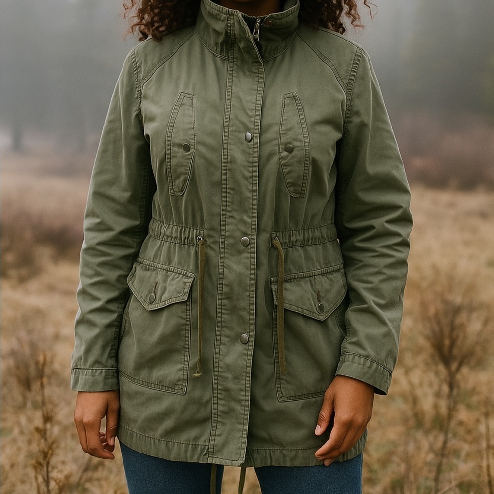 GAP Olive Green Cotton Long Utility Parka
